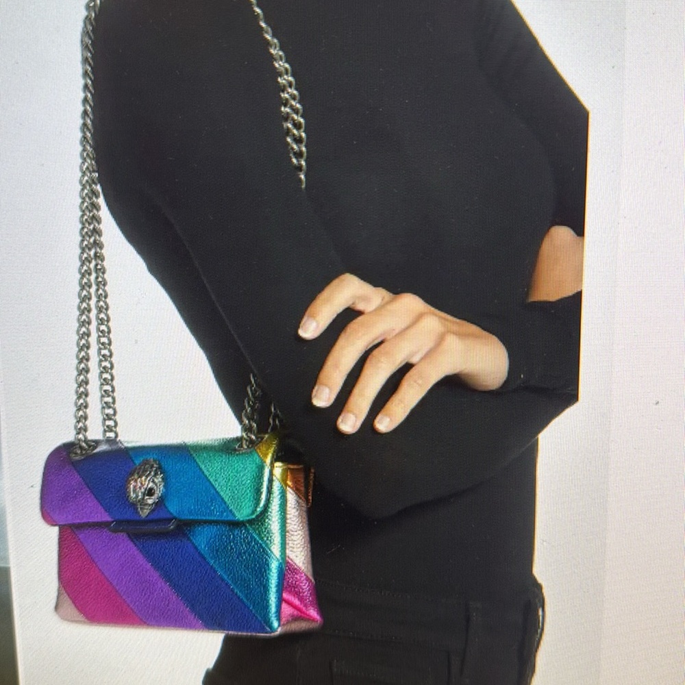 Kurt Geiger Rainbow Metallic Diagonal Stripe Shoulder Bag - Picture 6 of 16